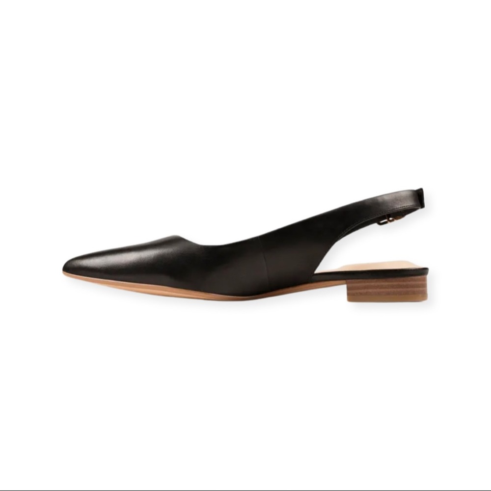 Clarks black sling back flats, worn twice